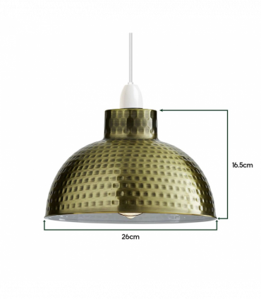 Metal Green Brass 26cm Dome Shape Large Lamp Shades - 2 Pack Vintage/Retro Style