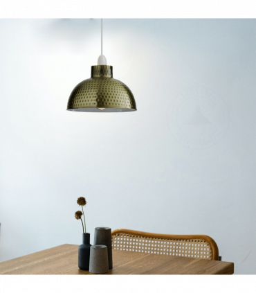 Metal Green Brass 26cm Dome Shape Large Lamp Shades - 2 Pack Vintage/Retro Style
