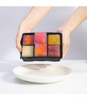 2 Pack Ice Cube Tray Easy-Release Silicone Flexible Ice Mould - Black