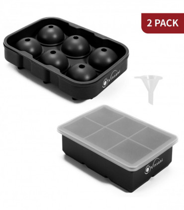 2 Pack Ice Cube Tray Easy-Release Silicone Flexible Ice Mould - Black