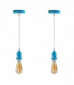 Pendant Light Blue Metal/PVC 2 Pack Industrial Lampshade E27 Holder