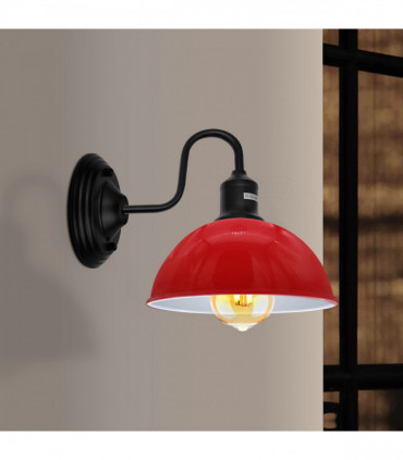 Wall Light Red Metal Arm E27 2 Pack Modern Industrial Swan Neck Fixture