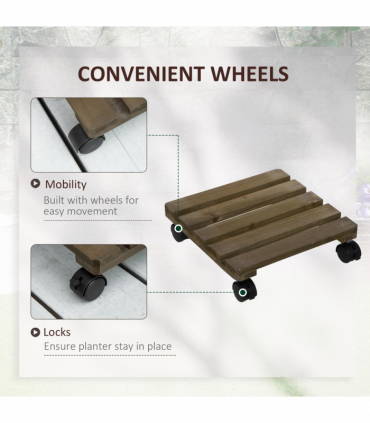 2 Pack Plant Stand with Wheels, Flowerpot Holder