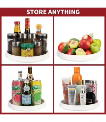 2 Pack Round Turntable Organizer Multifunctional Non-Slip Spice Rack (Medium)