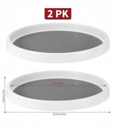 2 Pack Round Turntable Organizer Multifunctional Non-Slip Spice Rack (Medium)