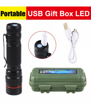2 Pack USB Rechargeable LED Flashlight Adjustable Focus 3-Modes Outdoor Mini Flashlight