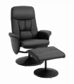 2 Pcs Reclining Armchair Ottoman 360 Swivel Home Furniture PU Leather Black