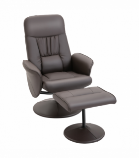 Armchair ottoman set 2 Pcs Reclining PU Leather Brown 105H x 81W x 81Dcm