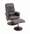 Armchair ottoman set 2 Pcs Reclining PU Leather Brown 105H x 81W x 81Dcm