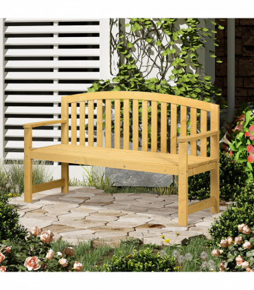 2 Person Garden Bench Wooden Outdoor Furniture with Armrest Orange