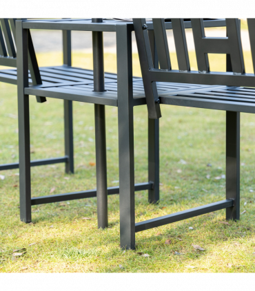 2 Seat Garden Chair Bench Loveseats w/Coffee Table Slatted Design Patio Yard