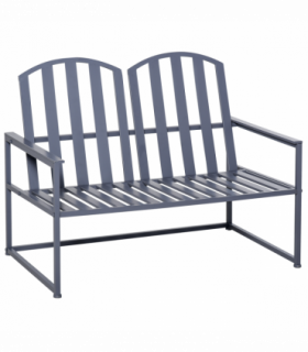 Metal Grey 2 Seat Steel Patio Garden Bench 80.5H x 108W x 63Dcm Outdoor