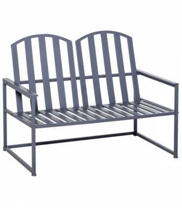 Metal Grey 2 Seat Steel Patio Garden Bench 80.5H x 108W x 63Dcm Outdoor