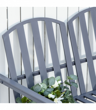 Metal Grey 2 Seat Steel Patio Garden Bench 80.5H x 108W x 63Dcm Outdoor