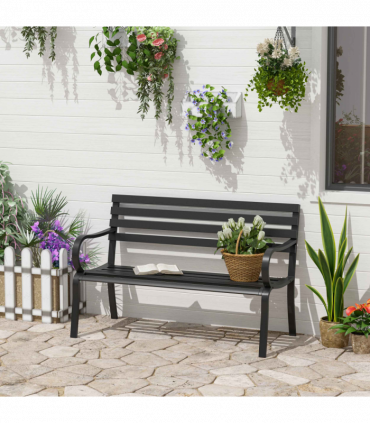 2 Seater Bench Garden Furniture Outdoor Metal Loveseat Seat