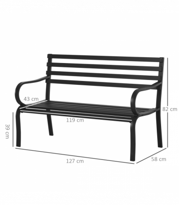 2 Seater Bench Garden Furniture Outdoor Metal Loveseat Seat