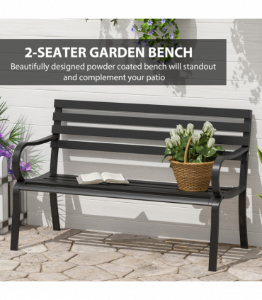 2 Seater Bench Garden Furniture Outdoor Metal Loveseat Seat