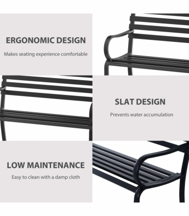 2 Seater Bench Garden Furniture Outdoor Metal Loveseat Seat