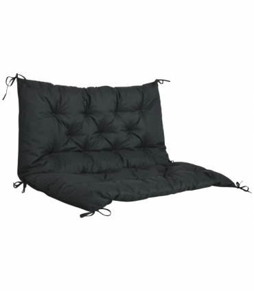Polyester Black 98L x 100W x 8D cm 2 Seater Garden Bench Cushion Outdoor Seat