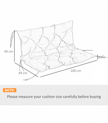 Polyester Black 98L x 100W x 8D cm 2 Seater Garden Bench Cushion Outdoor Seat