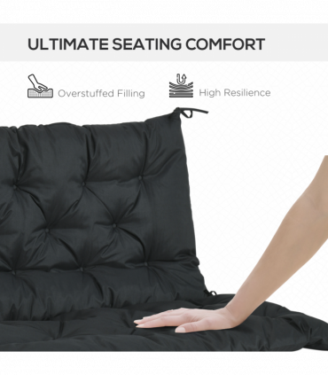 Polyester Black 98L x 100W x 8D cm 2 Seater Garden Bench Cushion Outdoor Seat