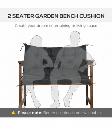 Polyester Black 98L x 100W x 8D cm 2 Seater Garden Bench Cushion Outdoor Seat