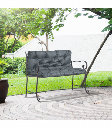 Outdoor Seat Pad Polyester Dark Grey 98L x 100W x 8D cm 2 Seater Garden Bench
