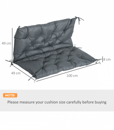 Outdoor Seat Pad Polyester Dark Grey 98L x 100W x 8D cm 2 Seater Garden Bench