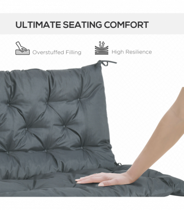 Outdoor Seat Pad Polyester Dark Grey 98L x 100W x 8D cm 2 Seater Garden Bench