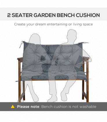 Outdoor Seat Pad Polyester Dark Grey 98L x 100W x 8D cm 2 Seater Garden Bench