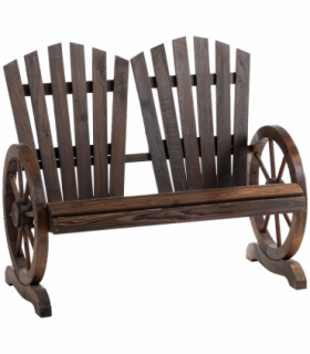 2 Seater Garden Bench w/ Wheel-Shaped Armrests Carbonized colour Outsunny
