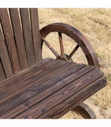 2 Seater Garden Bench w/ Wheel-Shaped Armrests Carbonized colour Outsunny