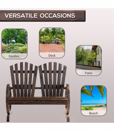 2 Seater Garden Bench w/ Wheel-Shaped Armrests Carbonized colour Outsunny