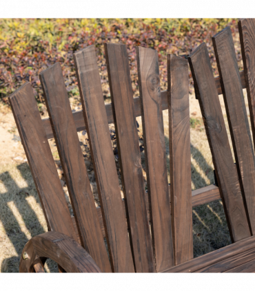 2 Seater Garden Bench w/ Wheel-Shaped Armrests Carbonized colour Outsunny