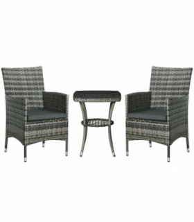 2 Seater GardenRattan Furniture Bistro Set Table Set Conservatory, Light Grey