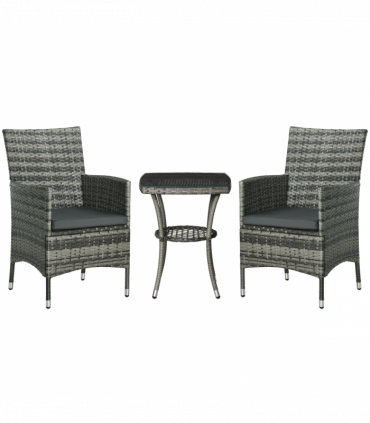 2 Seater GardenRattan Furniture Bistro Set Table Set Conservatory, Light Grey