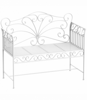 2 Seater Metal Bench Park Seating Outdoor Furniture Chair w/ Backrest White