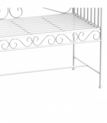 2 Seater Metal Bench Park Seating Outdoor Furniture Chair w/ Backrest White