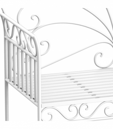 2 Seater Metal Bench Park Seating Outdoor Furniture Chair w/ Backrest White
