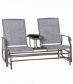 2 Seater Metal Double Swing Chair Glider Rocking Chair Seat With Table Grey