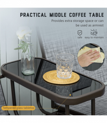 2 Seater Metal Double Swing Chair Glider Rocking Chair Seat With Table Grey