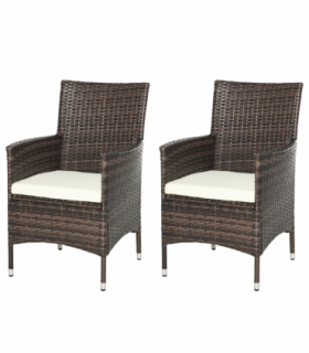 2 Seater Outdoor Rattan Armchair w/ Armrests Cushions Mixed Brown