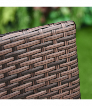 2 Seater Outdoor Rattan Armchair w/ Armrests Cushions Mixed Brown