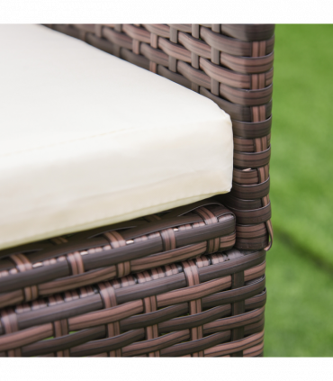 2 Seater Outdoor Rattan Armchair w/ Armrests Cushions Mixed Brown