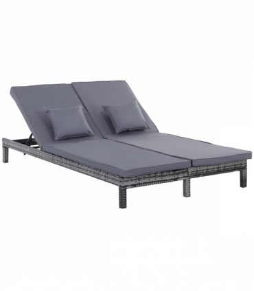 Grey Metal Wicker Rattan Lounger