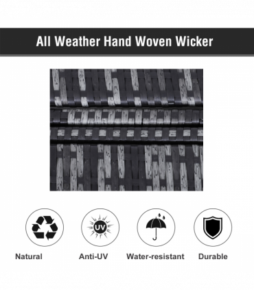 Grey Metal Wicker Rattan Lounger