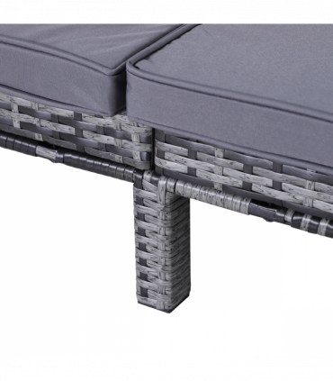 Grey Metal Wicker Rattan Lounger