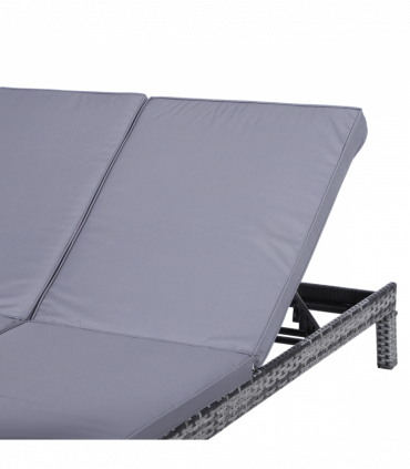 Grey Metal Wicker Rattan Lounger