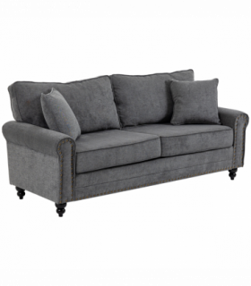 2 Seater Sofas Fabric Sofa with Nailhead Trim Cushions and Throw Pillows Grey