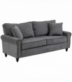 2 Seater Sofas Fabric Sofa with Nailhead Trim Cushions and Throw Pillows Grey